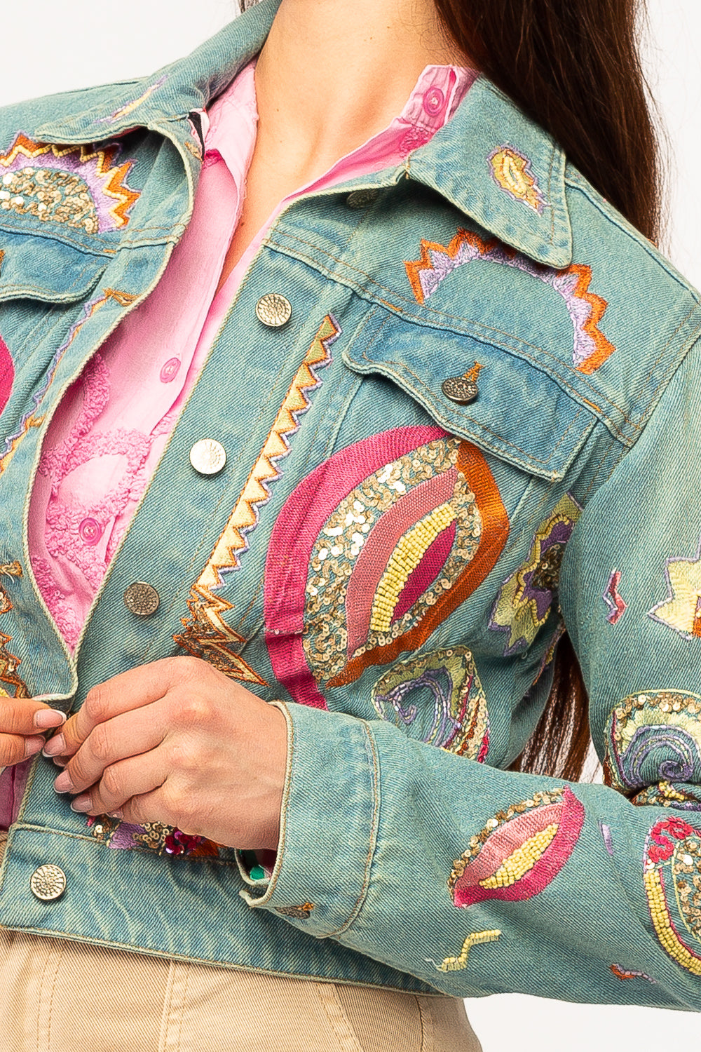 Fully Beaded and embroidered Denim Jacket