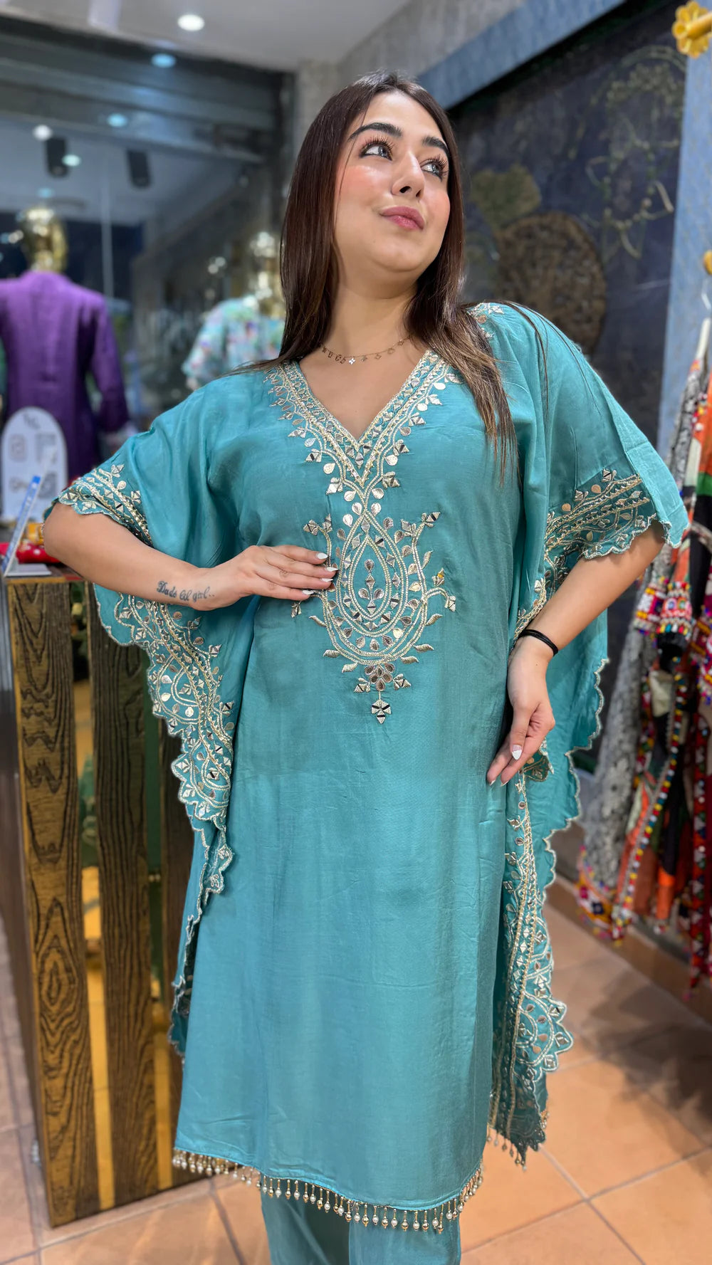 The Cutwork Gota Kaftan