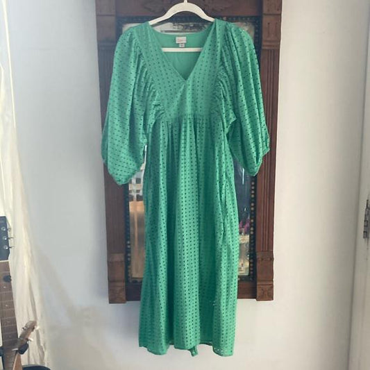 Green V-Neck Dress