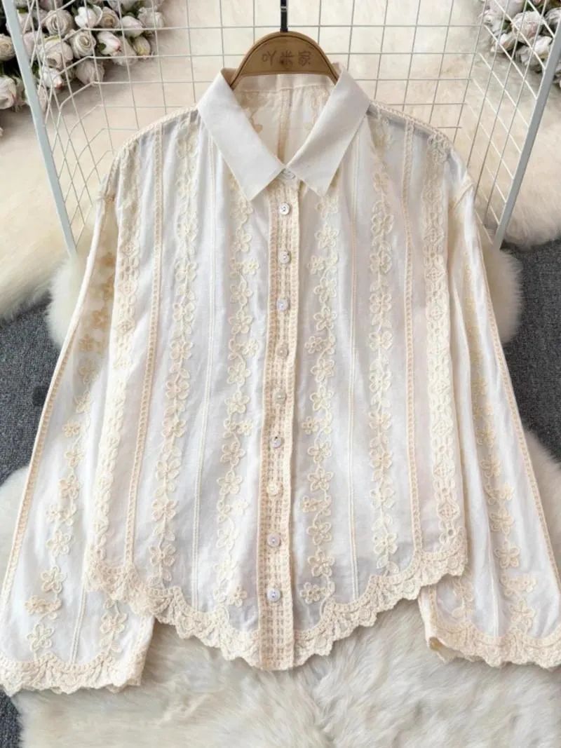 White Cotton Embroidered  Shirt