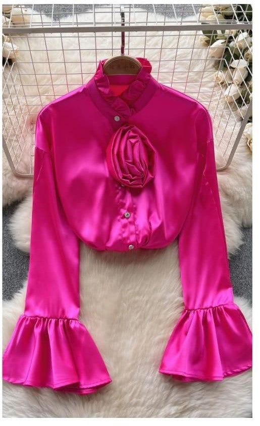 SATIN CROP SHIRT