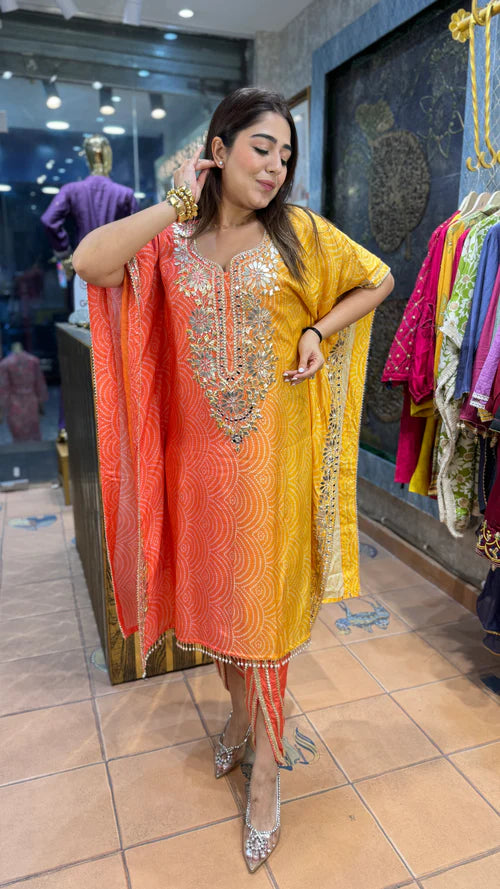 The Ombré Bandhani Dhoti Kaftan